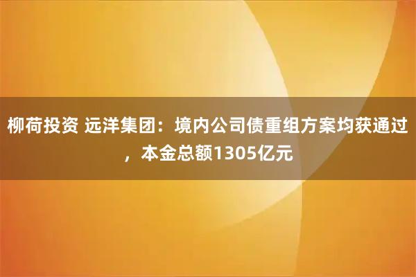 柳荷投资 远洋集团：境内公司债重组方案均获通过，本金总额1305亿元